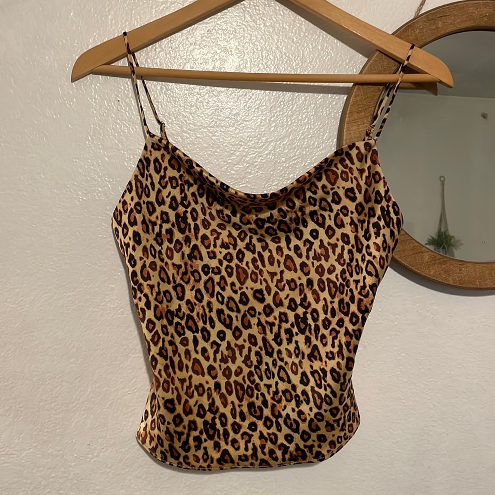 zara cheetah print satin cami